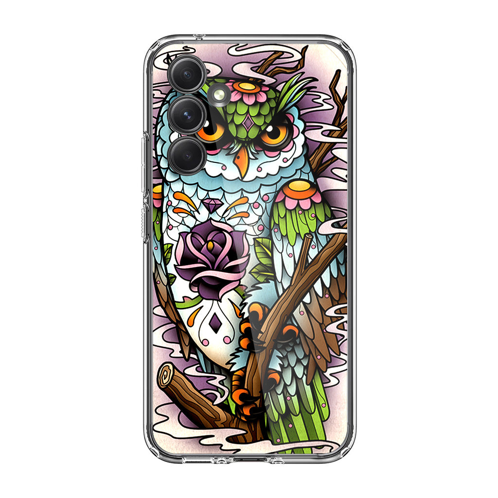 Sugar Skull Owl Tattoo Samsung Galaxy A54 5G Case